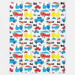 Cute Colorful Planes, Trains And Cars Pattern Fleece Blanket at Zazzle