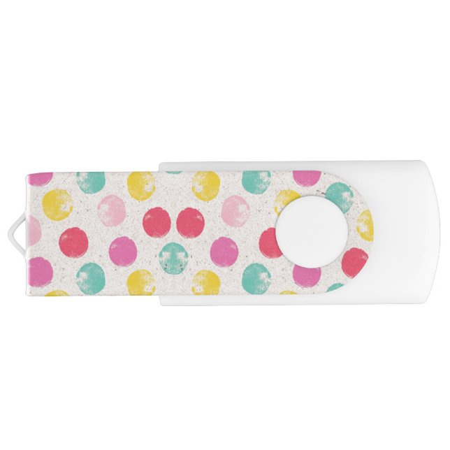 Cute Colorful Polka Dot Pattern Flash Drive (Back)