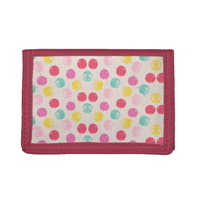 Cute Colorful Polka Dot Pattern Tri-fold Wallet (Front)