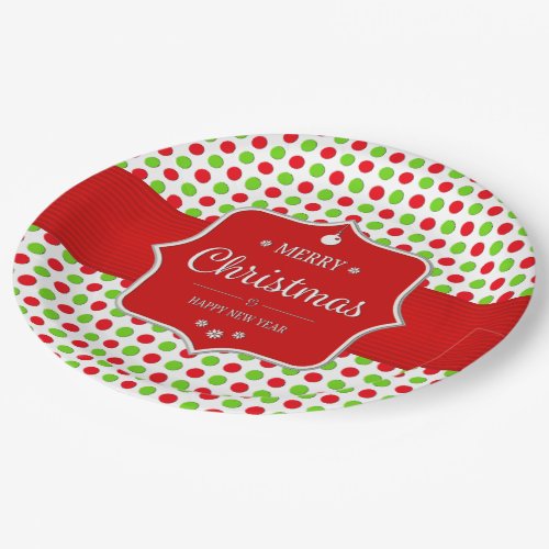 Cute Colorful Polka Dots Christmas Paper Plates