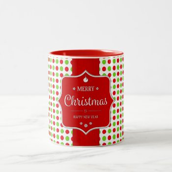 Cute Colorful Polka Dots Christmas Two-tone Coffee Mug by ChristmaSpirit at Zazzle