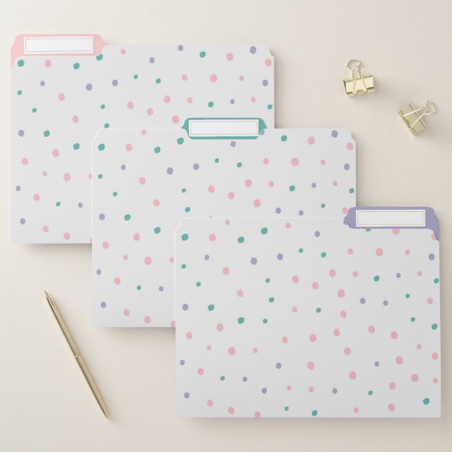 Cute Colorful Polka Dots Modern File Folder (Set)