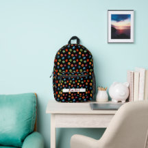 Cute & colorful Polka-Dots on Black Backpack