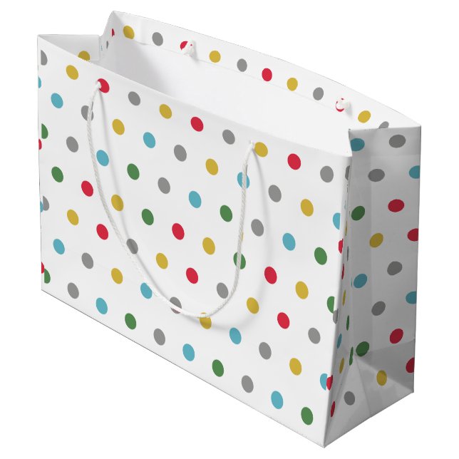 Cute colorful polka dots pattern large gift bag (Back Angled)