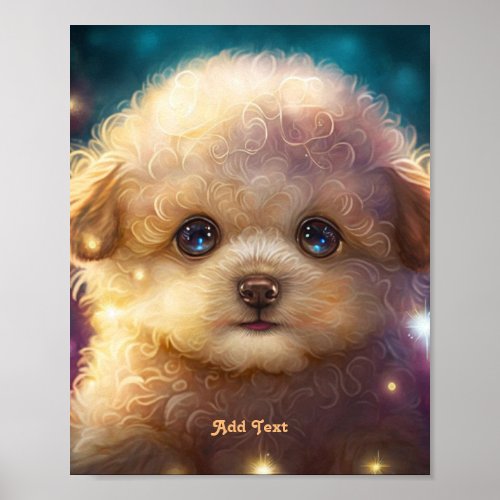 Cute Colorful Poodle Puppy Dog Pet Nursery Poster