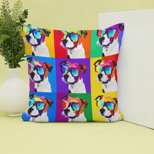 Cute Colorful Pop Art Jack Russell Throw Pillow