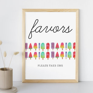 Cute Colorful Popsicle Party Favors Sign