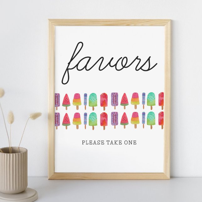 Cute Colorful Popsicle Party Favors Sign (Creator Uploaded)