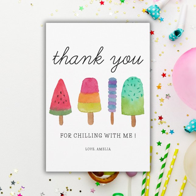 Cute Colorful Popsicle Party Thank You Card (Creator Uploaded)