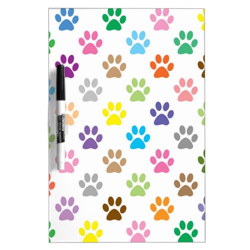 Cute colorful puppy paw prints pattern dry erase board