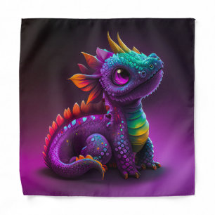 Cute Colorful Purple Dragon Lizard Artwork Bandana