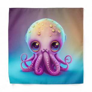 Cute Colorful Purple Octopus Alien Artwork Bandana