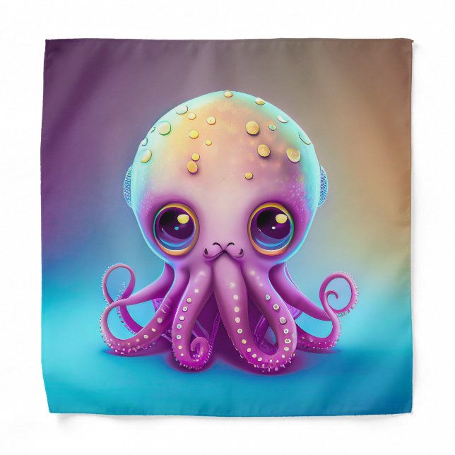 Cute Colorful Purple Octopus Alien Artwork | Bandana (Front)