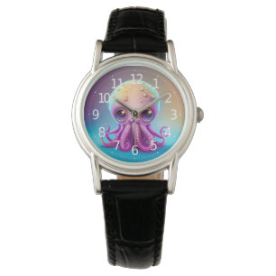 Cute Colorful Purple Octopus Alien Artwork Watch