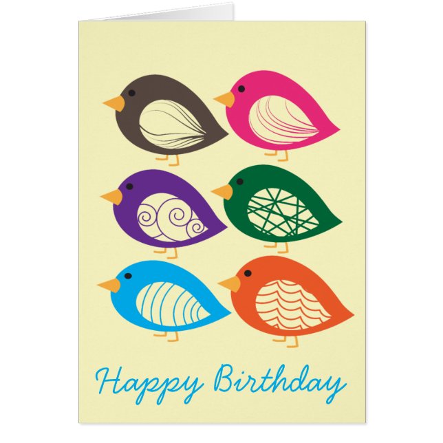 Cute colorful quirky birds cards (Front)