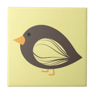 Cute colorful quirky birds ceramic tile