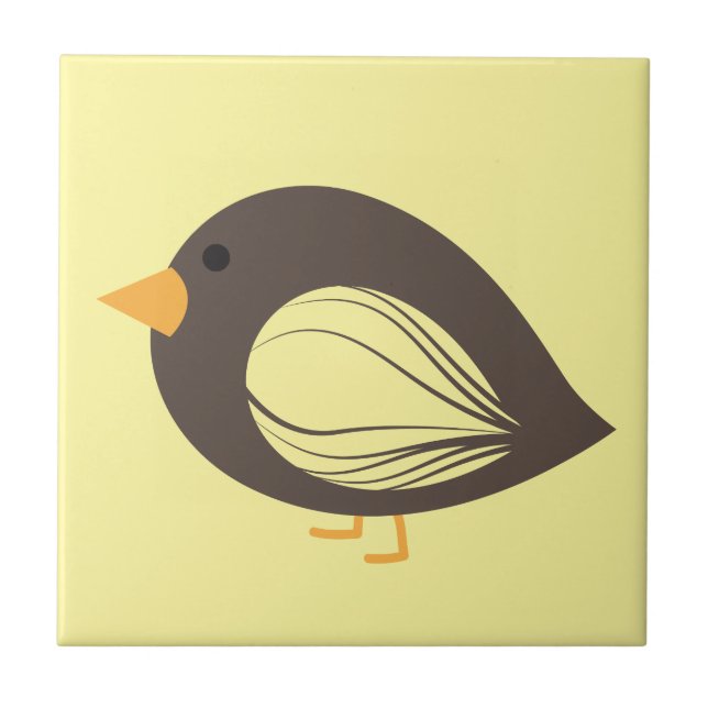 Cute colorful quirky birds ceramic tile (Front)