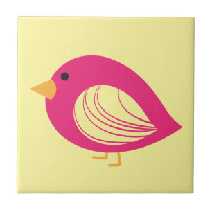 Cute colorful quirky birds ceramic tile