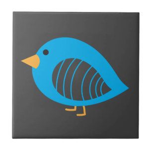 Cute colorful quirky birds ceramic tile
