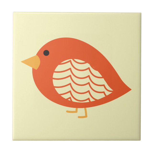 Cute colorful quirky birds ceramic tile (Front)
