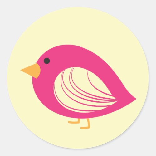 Cute colorful quirky birds classic round sticker