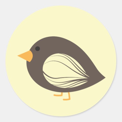 Cute colorful quirky birds classic round sticker