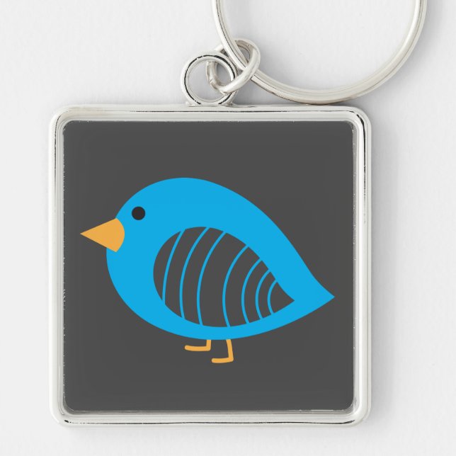 Cute colorful quirky birds keychain (Front)