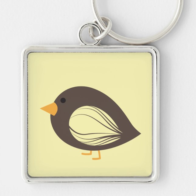 Cute colorful quirky birds keychain (Front)