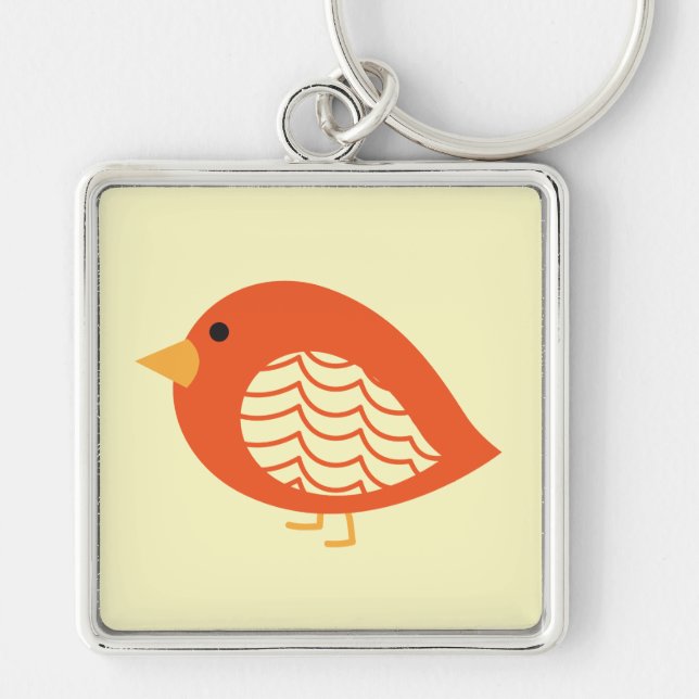 Cute colorful quirky birds keychain (Front)
