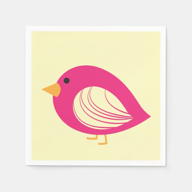 Cute colorful quirky birds napkins (Front)