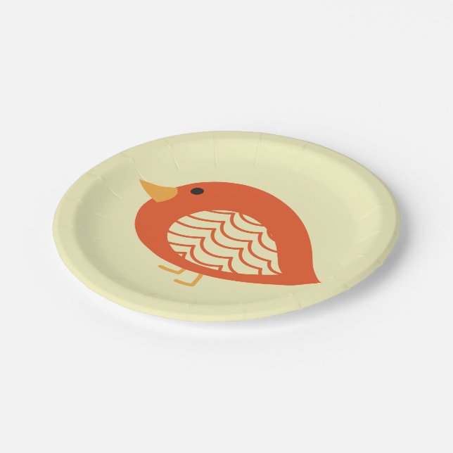Cute colorful quirky birds paper plate (Angled)