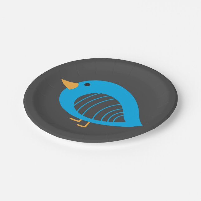 Cute colorful quirky birds paper plate (Angled)