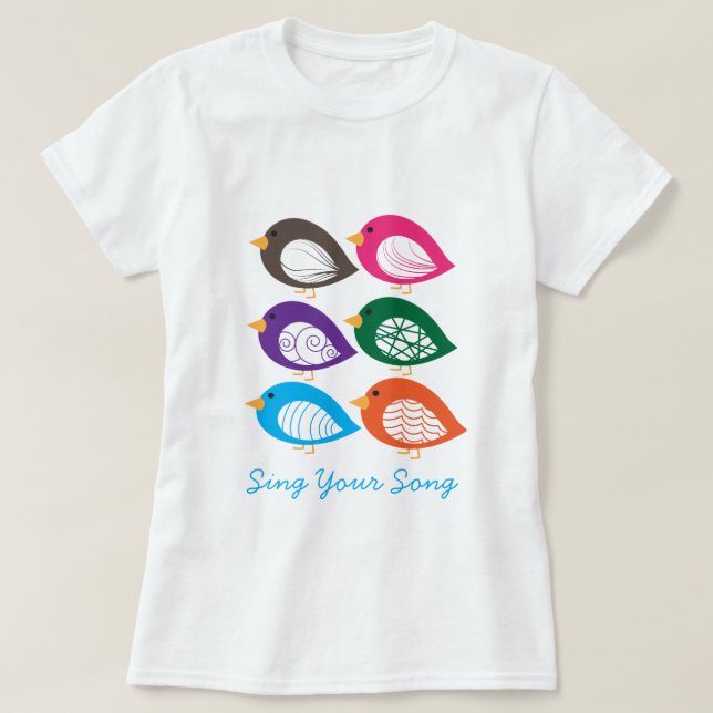 Cute colorful quirky birds T-Shirt (Design Front)