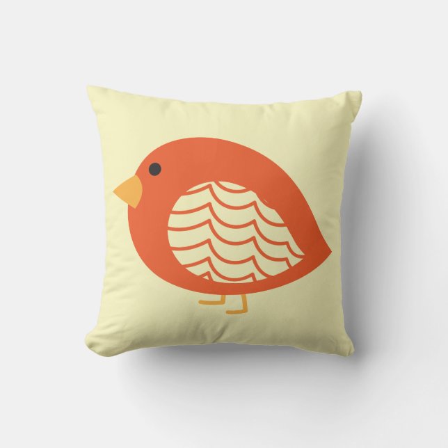 Cute colorful quirky birds throw pillow (Front)