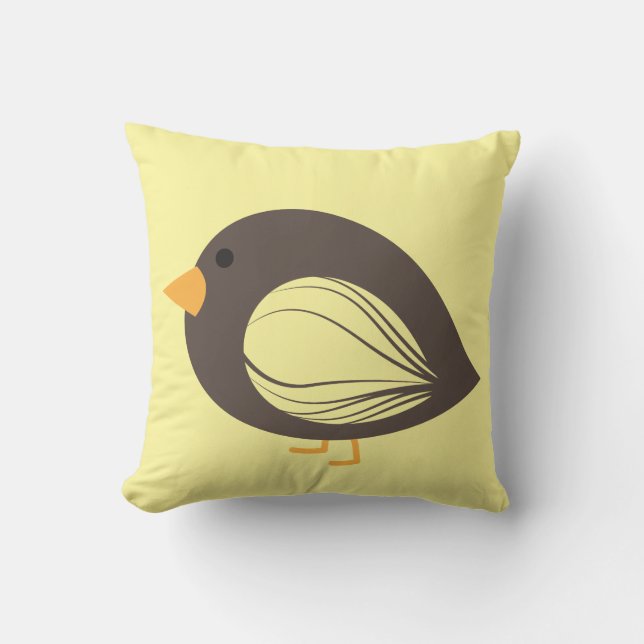 Cute colorful quirky birds throw pillow (Front)