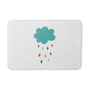 Cute Colorful Rain Cloud "Rain Rain" Decorative Bath Mat