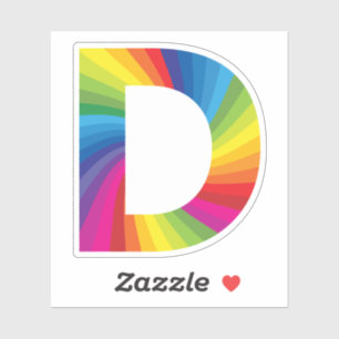 Cute Colorful Rainbow Alphabet D Sticker