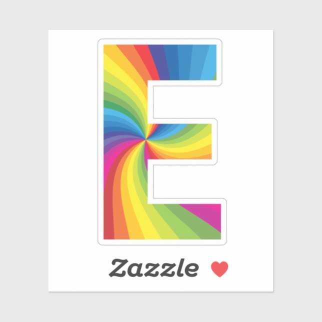 Cute Colorful Rainbow Alphabet E Sticker (Sheet)