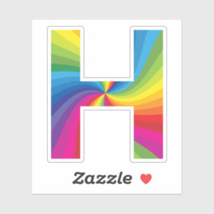 Cute Colorful Rainbow Alphabet H Sticker