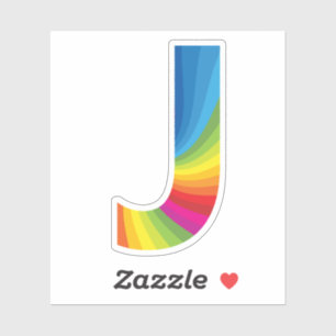 Cute Colorful Rainbow Alphabet J Sticker