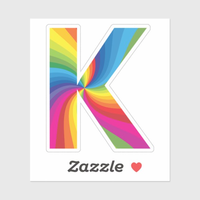 Cute Colorful Rainbow Alphabet K Sticker (Sheet)