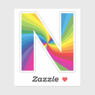 Cute Colorful Rainbow Alphabet N Sticker