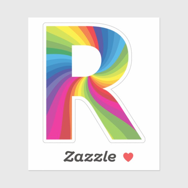 Cute Colorful Rainbow Alphabet R Sticker (Sheet)