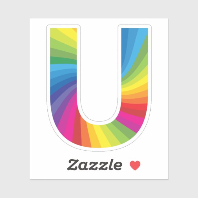 Cute Colorful Rainbow Alphabet U Sticker (Sheet)