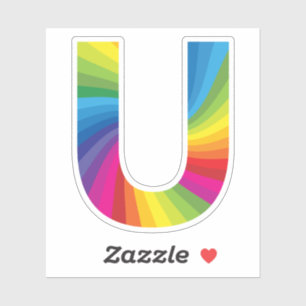 Cute Colorful Rainbow Alphabet U Sticker