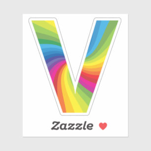 Cute Colorful Rainbow Alphabet V Sticker