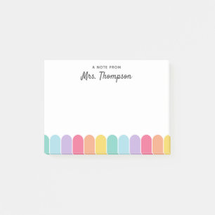 Cute Colorful Rainbow Arch Personalized Teacher Post-it Notes