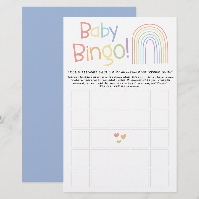 Cute Colorful Rainbow Baby Bingo Game Flyer (Front/Back)