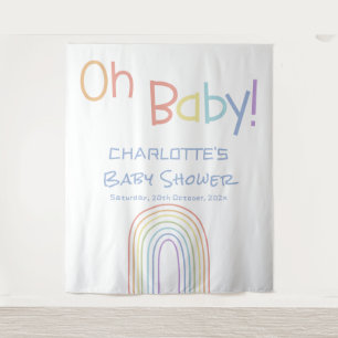 Cute Colorful Rainbow Baby Shower Backdrop