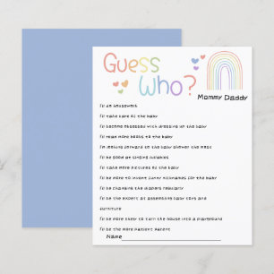 Cute Colorful Rainbow Baby Shower Guess Who Game